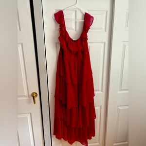 Arula Bonnie Ruffle Maxi Dress in Red